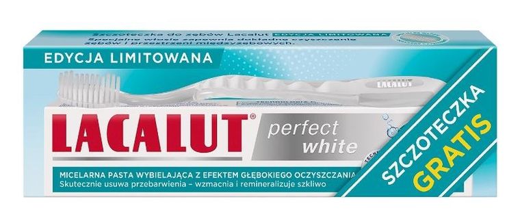 Lacalut, Perfect White, pasta do zębów, 75 ml + szczoteczka