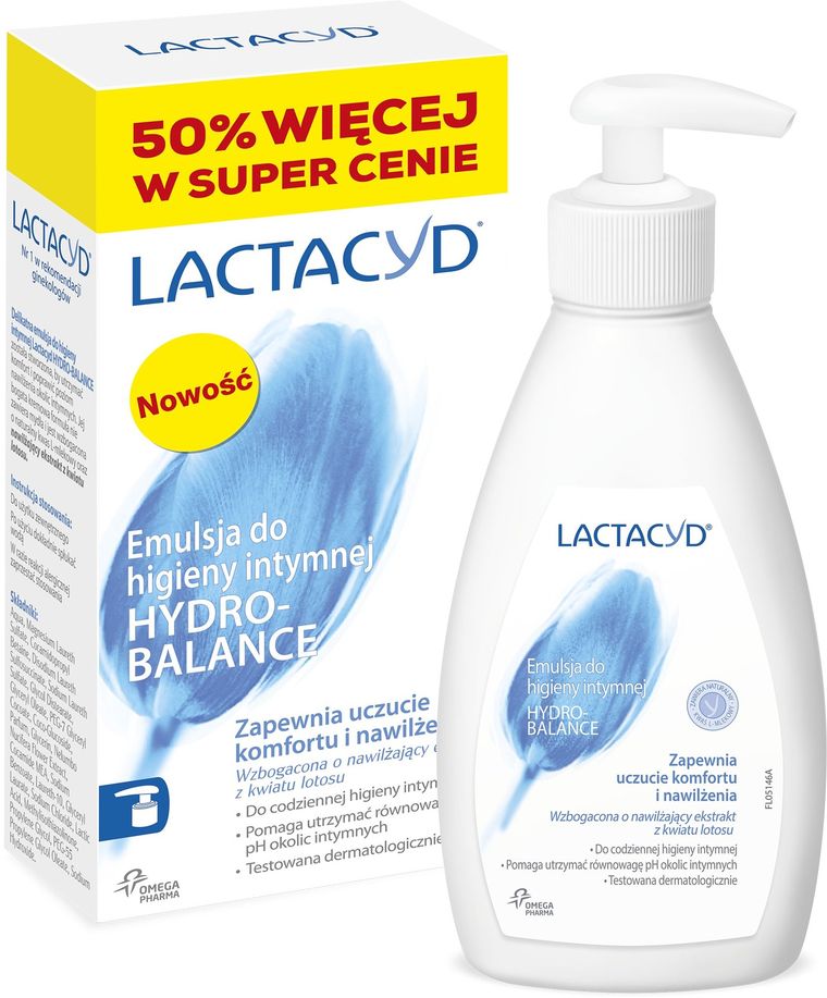 Lactacyd, Hydro-Balance, nawilżająca emulsja do higieny intymnej z dozownikiem, 300 ml