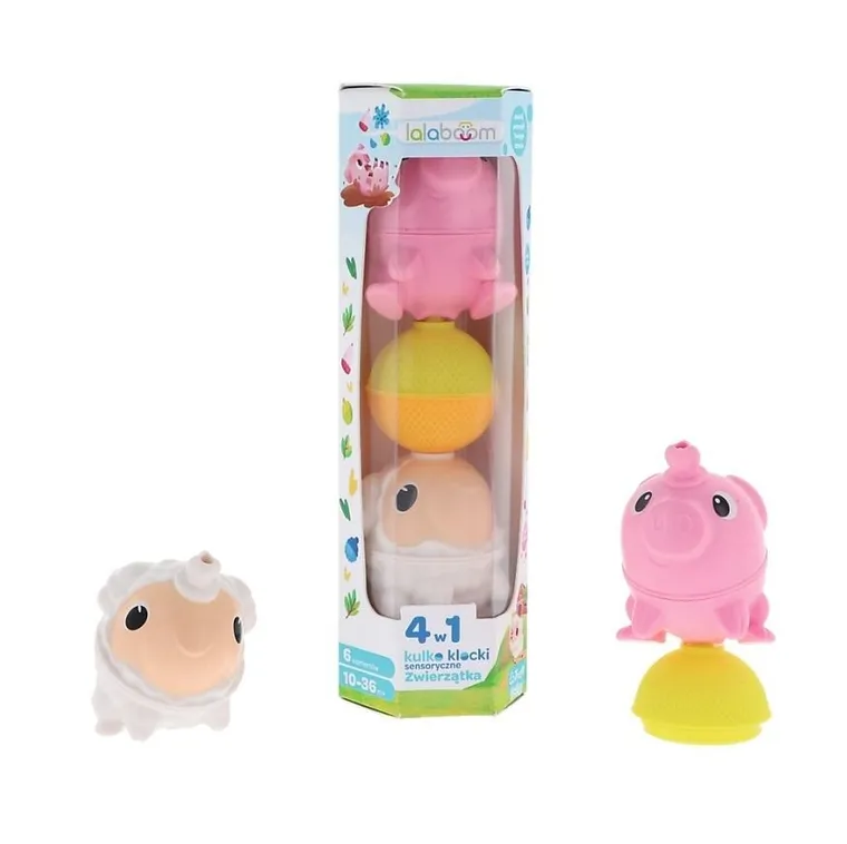 Lalaboom, Kulko-klocki, farma, świnka, owieczka, zestaw sensoryczny, 6 elementów