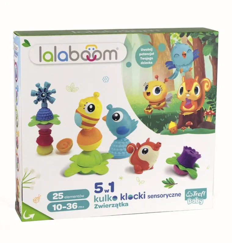 Lalaboom, Kulko-klocki sensoryczne, zwierzątka, 25 elementów