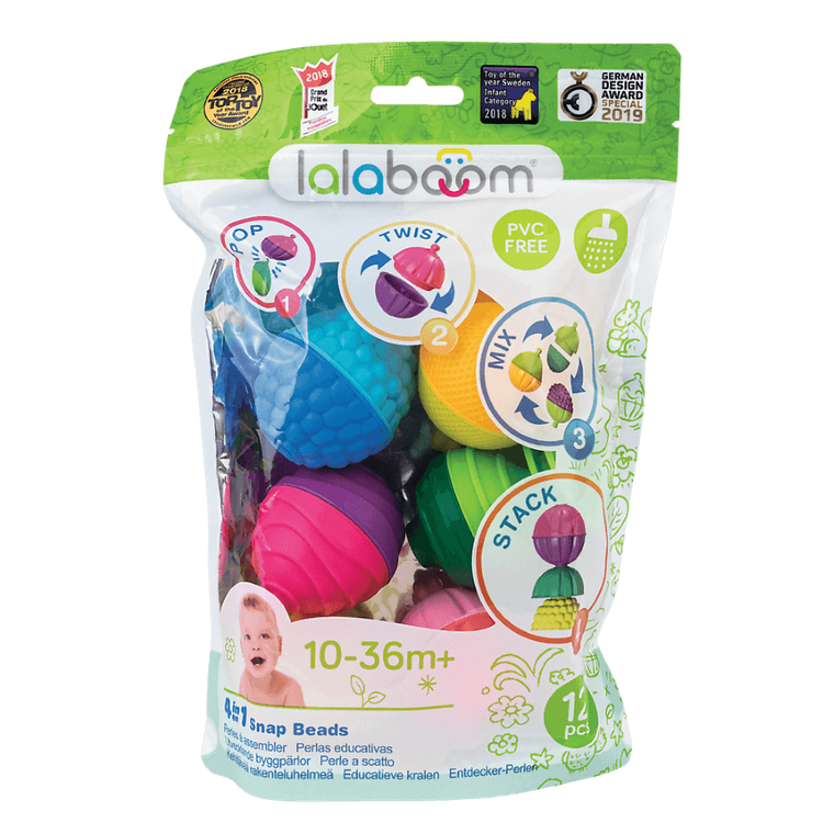 Lalaboom, Kulko-klocki, zestaw sensoryczny, 12 elementów