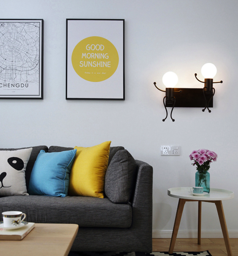 Lampa ścienna podwójna, Kinkiet Loft podwójny, czarna
