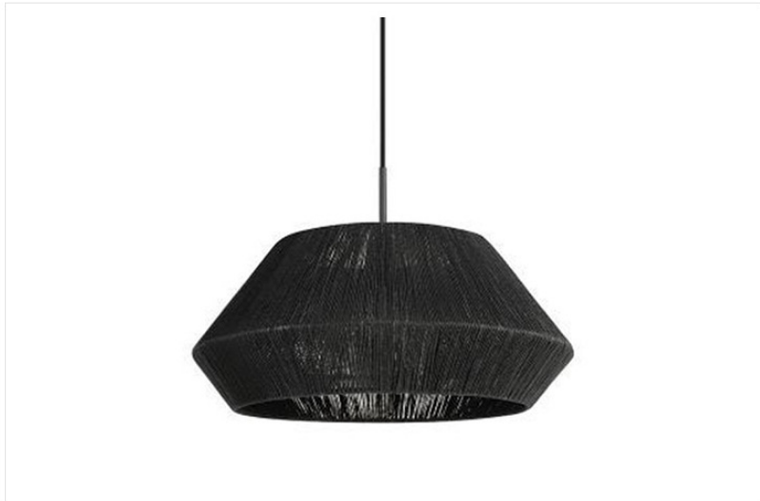 Lampa wisząca, rattanowa, 50 cm, czarna