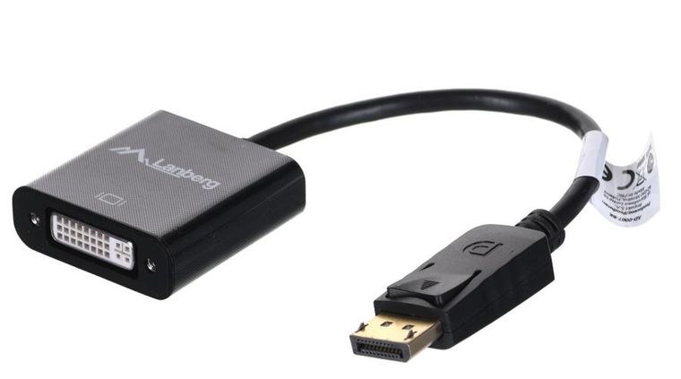 Lanberg, adapter, AD-0007-BK, DisplayPort M - DVI-D F, 0,10m, czarny