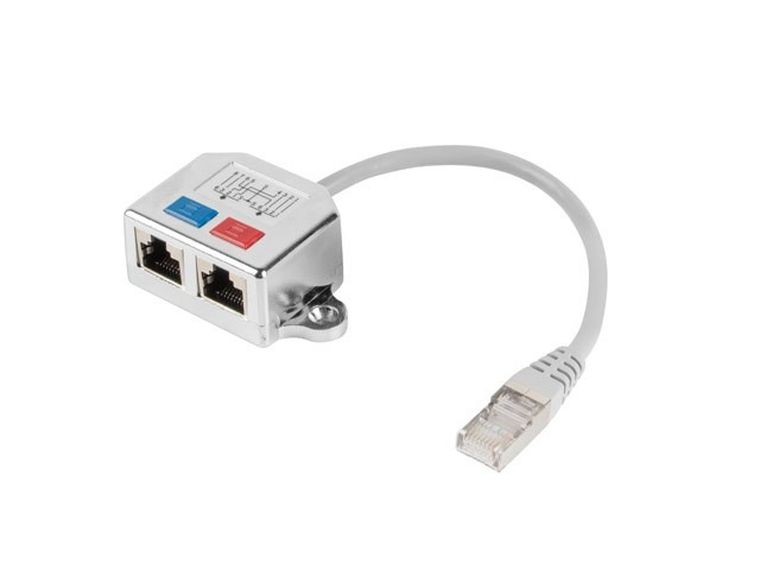 Lanberg, adapter, AD-0026-S, RJ45 M - 2 x RJ45 F, szary