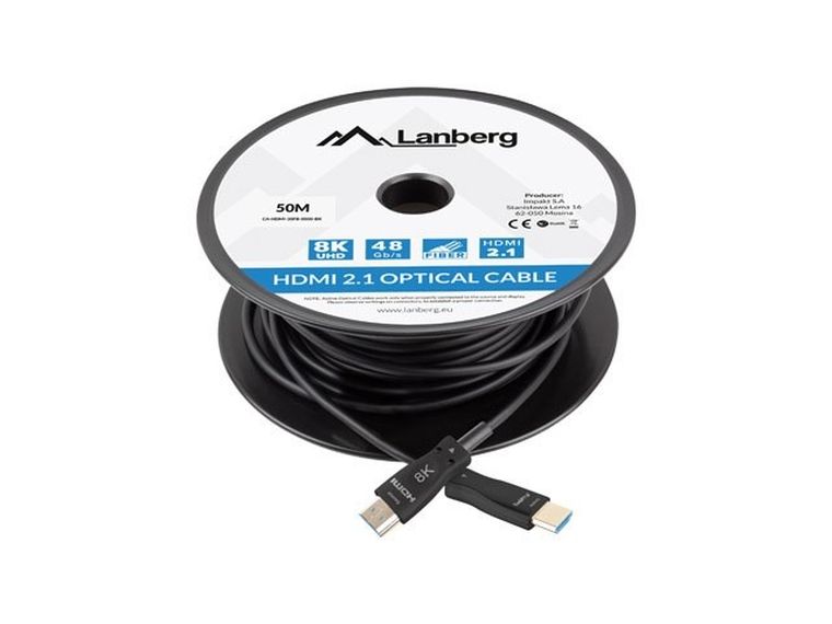 Lanberg Kabel Hdmi M/m V2.1 50m 8k Optyczny Aoc Ca-hdmi-30fb-0500-bk