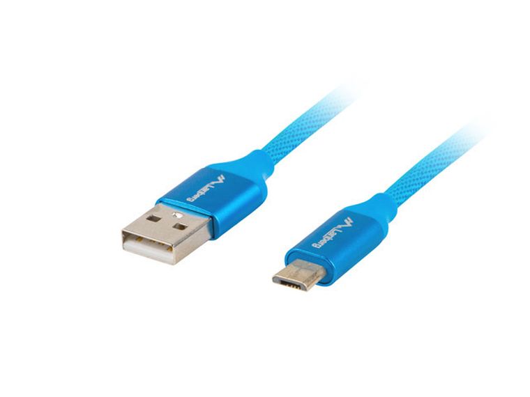 Lanberg, kabel, Premium, Ca-usbm-20cu-0018-bl, usb 2.0, micro Usb typu B, 1,8m, niebieski