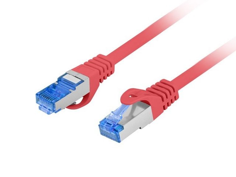 Lanberg, patchcord, S/FTP KAT.6A, 0.5m, czerwony, LSZH CCA (FLUKE PASSED) PCF6A-10CC-0050-R