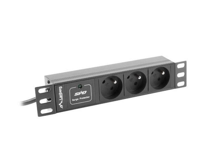 Lanberg, Rack, listwa zasilająca, 3xTypE, 16A, 2m, PDU-03E-0200-BK