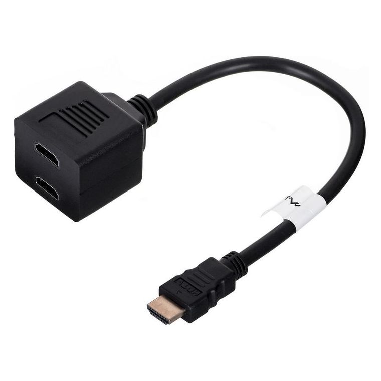 Lanberg, splitter, AD-0019-BK, HDMI M - 2x HDMI F, 0,20m, czarny