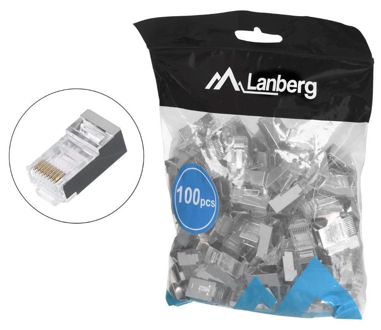 Lanberg, wtyk sieciowy, przelotowy, RJ45 (8P8C) KAT.5E FTP, 100 szt., PLS-5000EZ