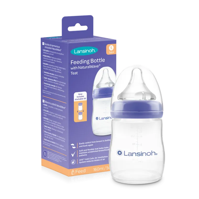 Lansinoh, Natural Wave, butelka ze smoczkiem, rozmiar S, 160 ml