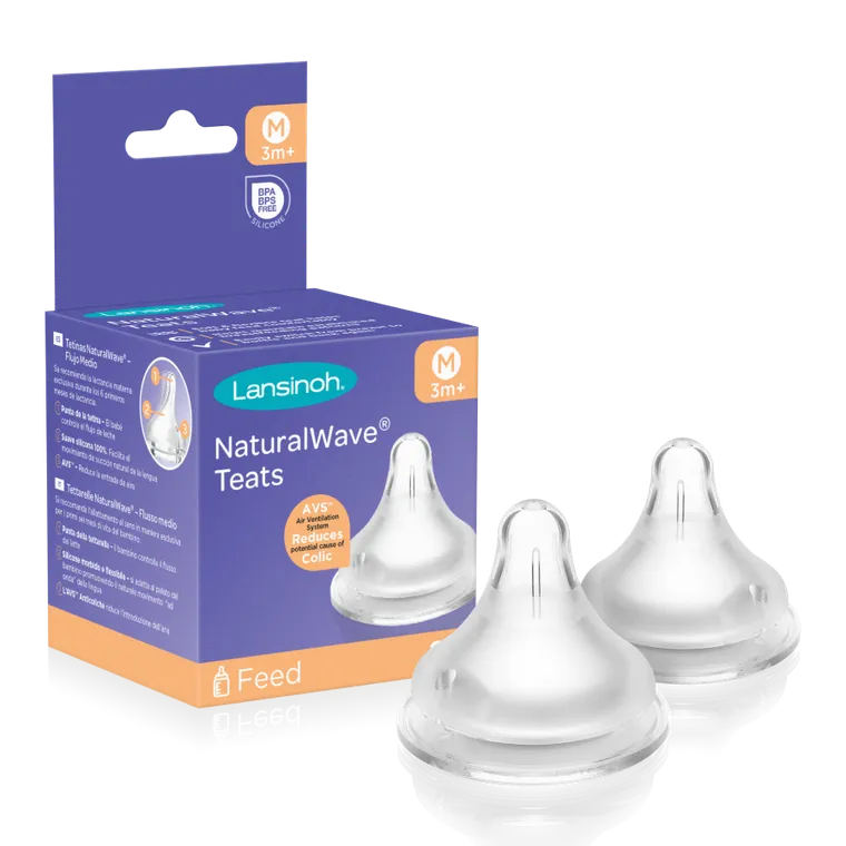 Lansinoh, Natural Wave, smoczek o średnim przepływie, rozmiar M, 3m+, 2 szt.