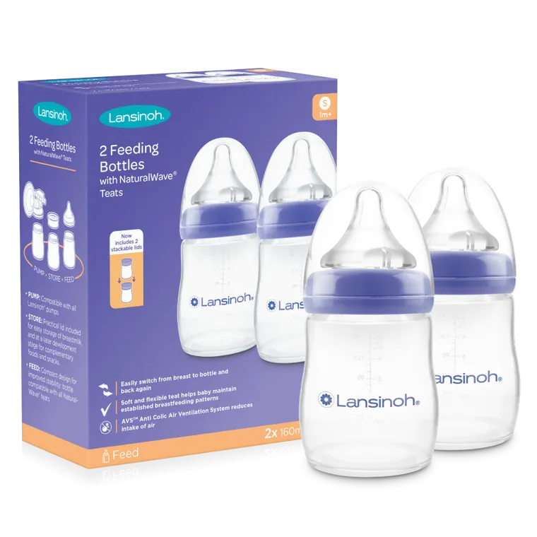 Lansinoh, NaturalWave, butelki ze smoczkami, rozmiar S, 160 ml, 2 szt.