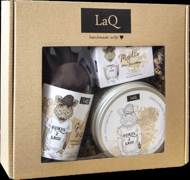 LaQ, zestaw, Dzikus z Lasu, pasta, 200 ml + żel pod prysznic 8w1, 300 ml + mydło, 85 ml