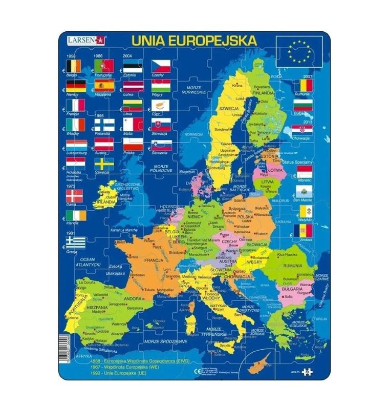Larsen, Unia Europejska - Mapa, Flagi, puzzle ramkowe
