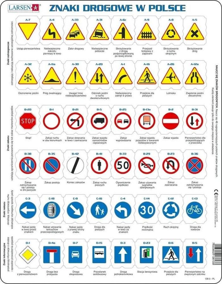 Larsen, Znaki Drogowe w Polsce, puzzle ramkowe