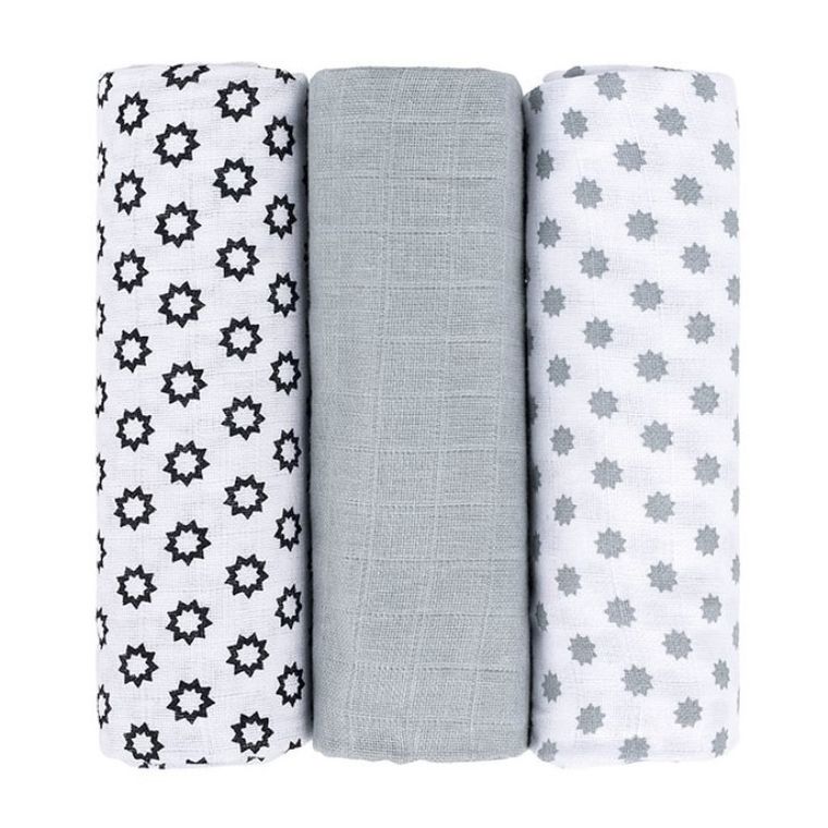 Lassig, Little Chums, Stars, muślinowy otulacz-kocyk, 85-85 cm, 3 szt.