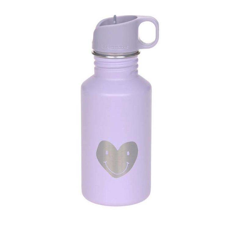 Lassig, Little Gang Heartbidon ze stali nierdzewnej z ustnikiem i uchwytem, 500 ml, lilac
