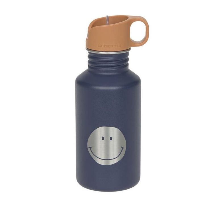 Lassig, Little Gang Smilebidon ze stali nierdzewnej z ustnikiem i uchwytem, 500 ml, navy