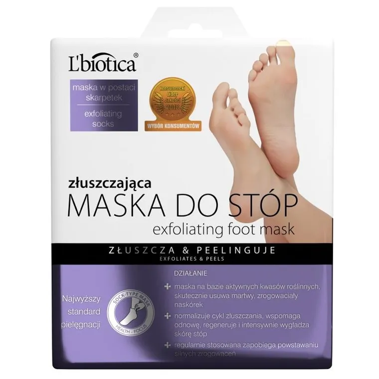 L`biotica maska złuszczająca do stóp w postaci skarpetek, 40 ml