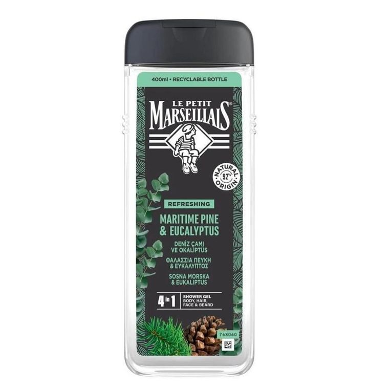 Le Petit Marseillais, żel pod prysznic 4w1, sosna morska & eukaliptus, 400 ml