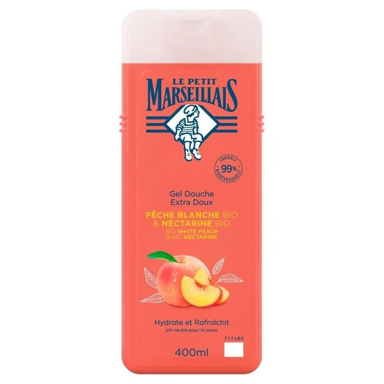 Le Petit Marseillais, żel pod prysznic, bio biała brzoskwinia i bio nektarynka, 400 ml