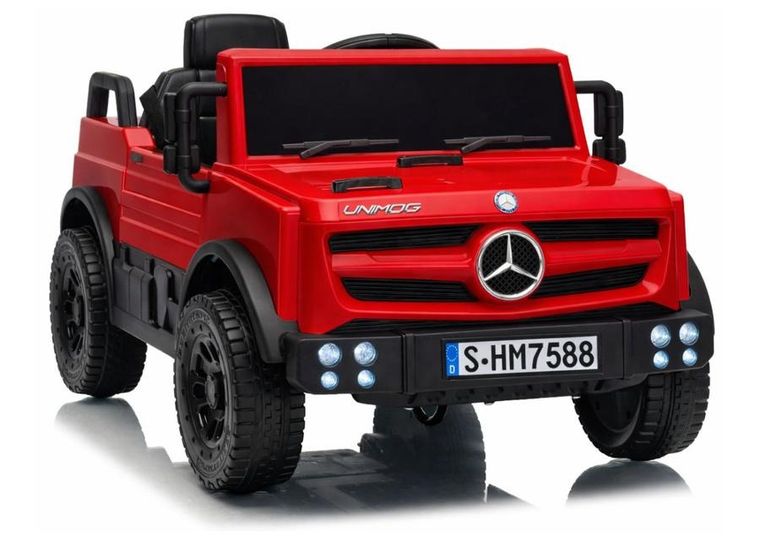 Lean Cars, Mercedes Unimog, pojazd na akumulator, HM7588 6V4Ah, czerwony