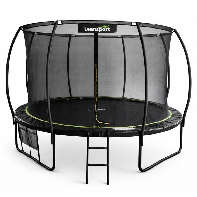 Lean Sport, trampolina ogrodowa z siatką wewnętrzną, czarno-zielona, 366 cm, 12ft