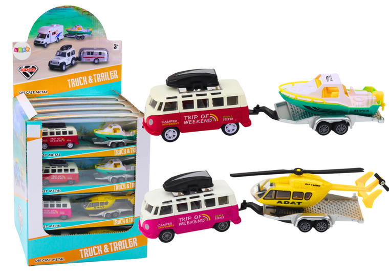 Lean Toys, autko terenowe z łodzią lub helikopterem, pojazd metalowy z napędem, 1 szt.