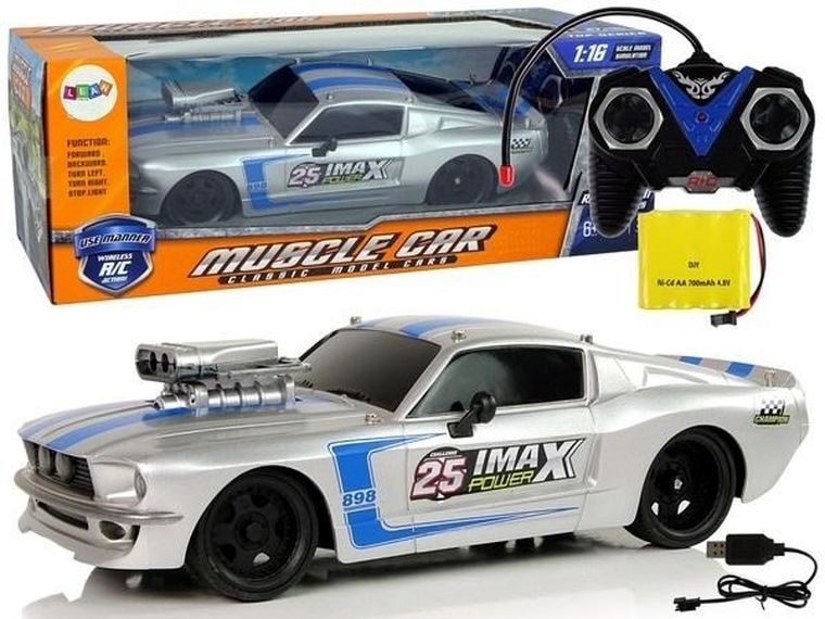 Lean Toys, auto sportowe, pojazd zdalnie sterowany, srebrny, 1:16