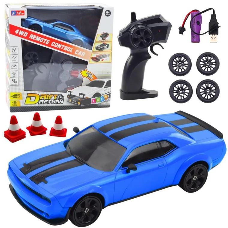 Lean Toys, auto sportowe, pojazd zdalnie sterowany z wymiennymi kołami, niebieskie