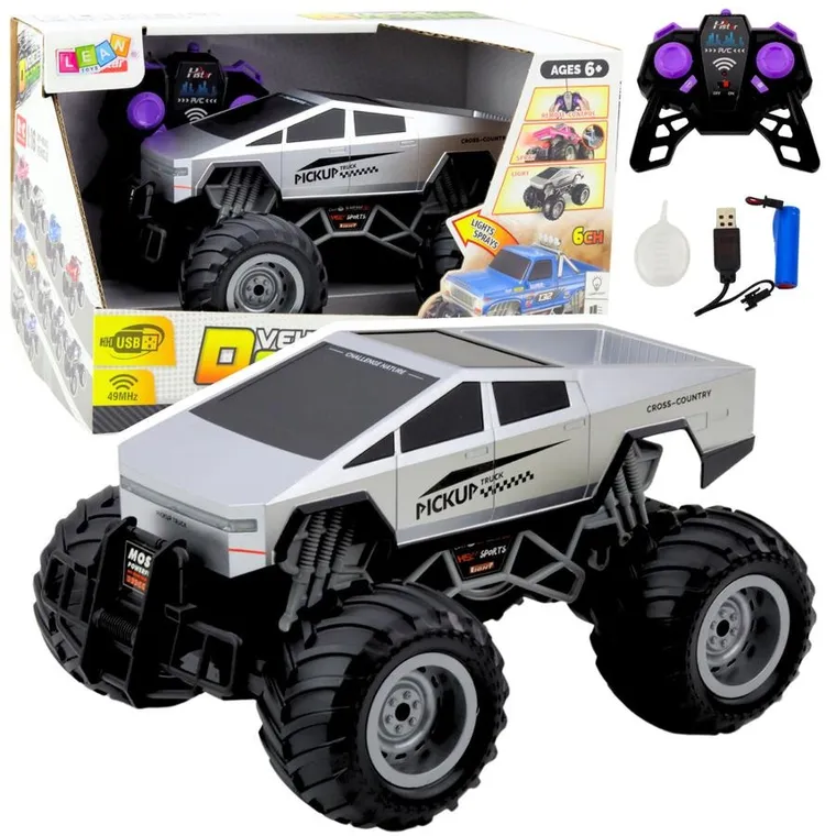 Lean Toys, auto terenowe off-road rc zdalnie sterowane srebrne, 1:16
