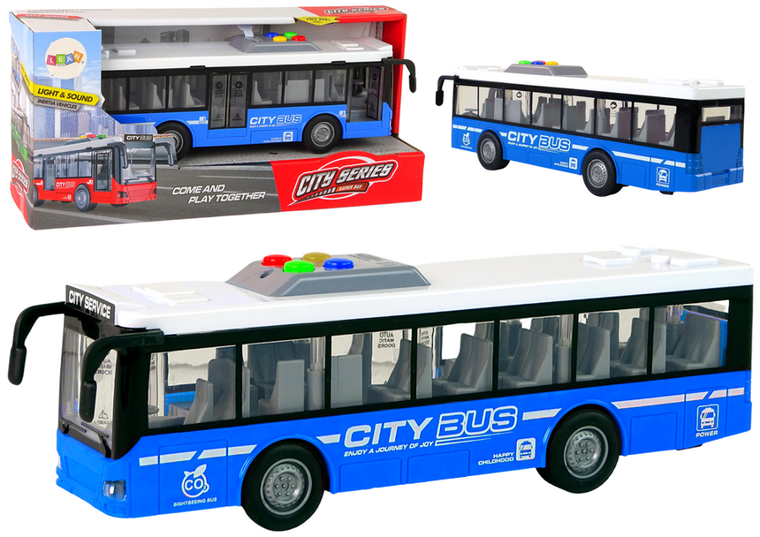 Lean Toys, autobus interaktywny, pojazd z napędem frykcyjnym, 1:16, niebieski