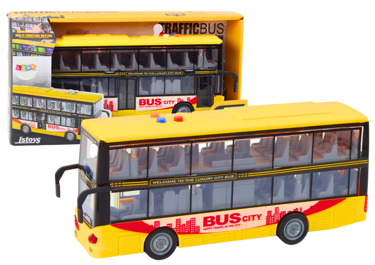 Lean Toys, autobus piętrowy, pojazd interaktywny, 1:16