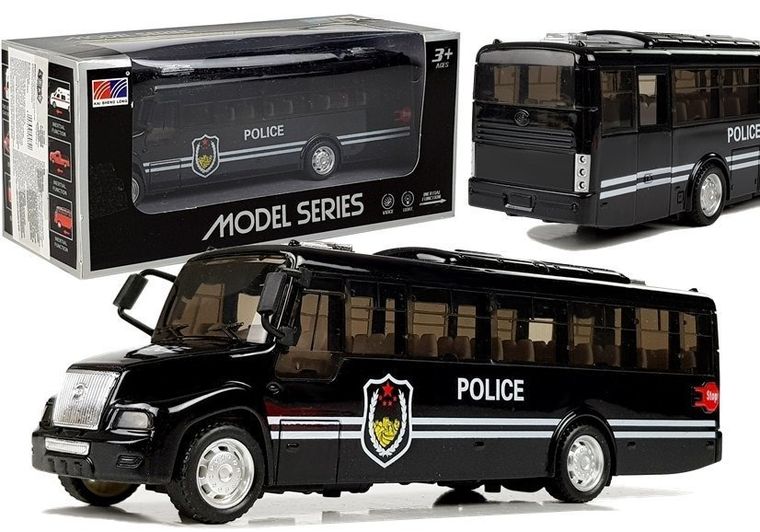 Lean Toys, autobus policyjny, model pojazdu, czarny
