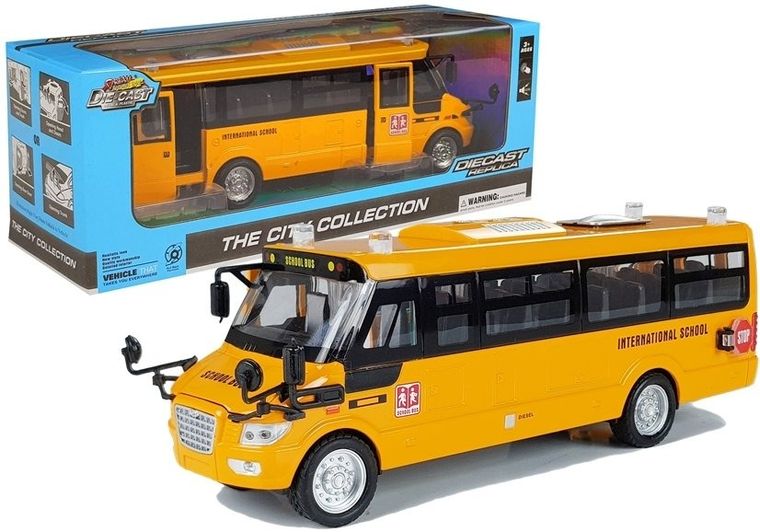 Lean Toys, autobus szkolny, metalowy, z napędem frykcyjnym