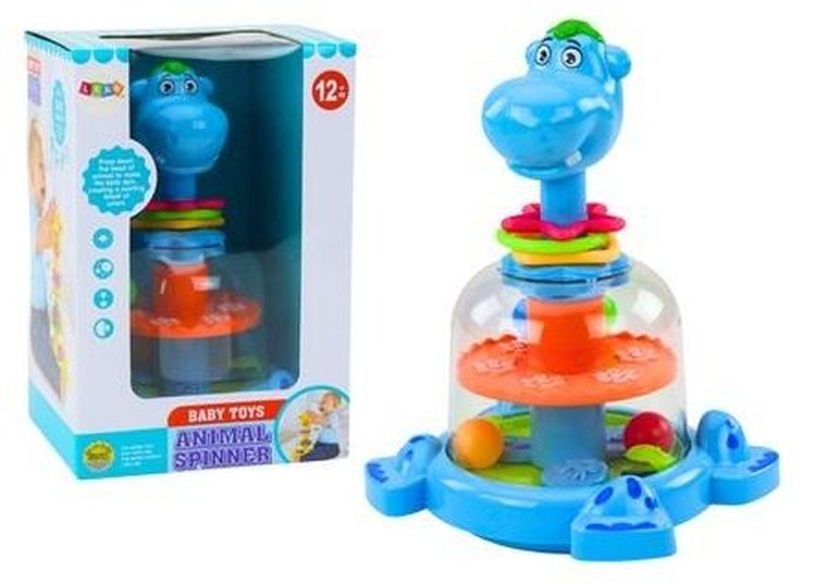 Lean Toys, bączek z kulkami, hipopotam, niebieski