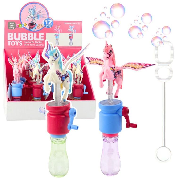 Lean Toys, bańki mydlane, jednorożec z ruchomymi skrzydłami, 23 cm, 1 szt.