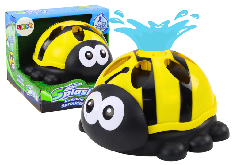Lean Toys, biedronka, zraszacz ogrodowy, fontanna wodna, żółta