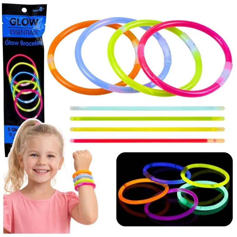 Lean Toys, bransoletki fluorescencyjne, świecące w ciemności, 5 szt.