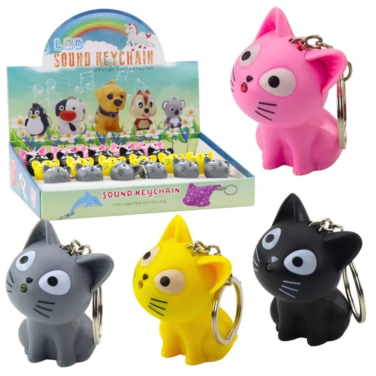 Lean Toys, brelok z latarką LED, kotek, 1 szt.