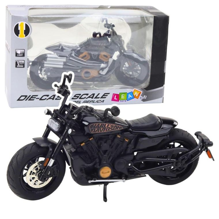 Lean Toys, Chopper, motocykl, pojazd interaktywny, czarno-złoty, 1:12