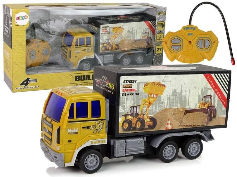 Lean Toys, ciężarówka budowlana, pojazd zdalnie sterowany, żółty, 1:24