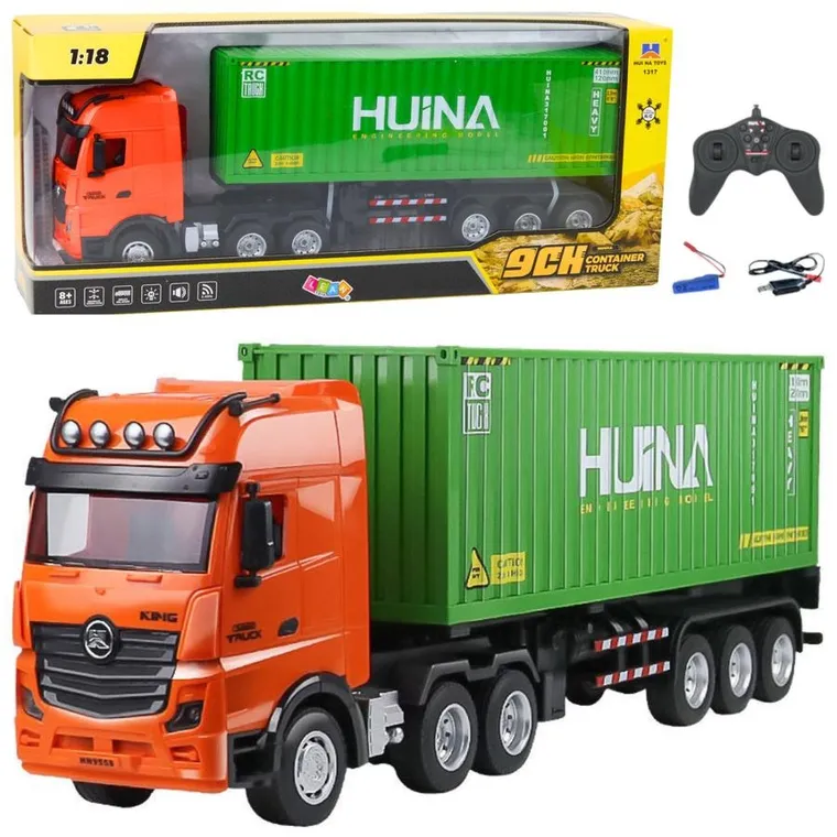 Lean Toys, ciężarówka z kontenerem, pojazd zdalnie sterowany, 1:18