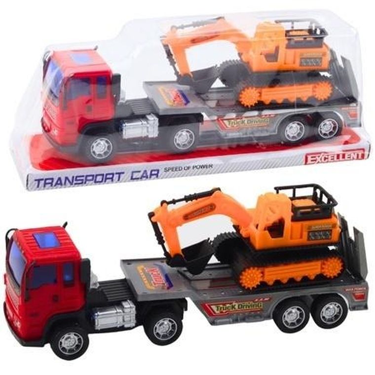 Lean Toys, Ciężarówka z lawetą i koparką