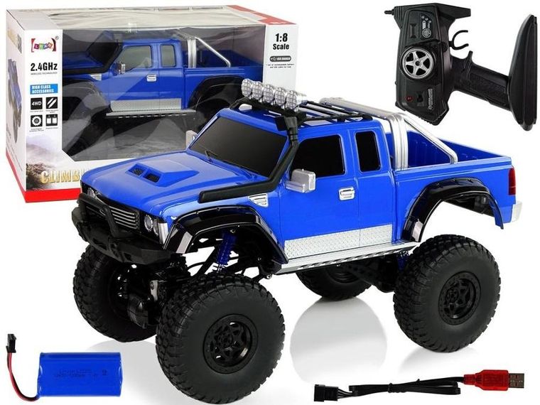 Lean Toys, Climbing Car, Off- Road, pojazd zdalnie sterowany, niebieski, 1:8