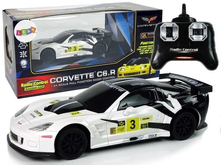 Lean Toys, Corvette C6.R, pojazd zdalnie sterowany, biały, 1:24