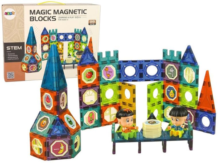 Lean Toys, diabelski młyn, klocki magnetyczne 3D, 98 elementów
