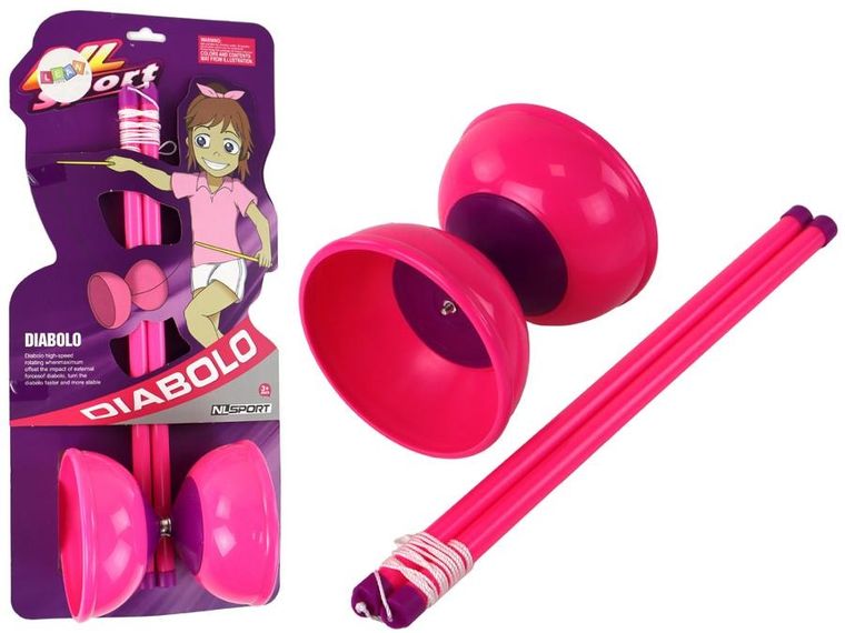 Lean Toys, diabolo, żonglowanie, gra zręcznościowa, różowe, 13,5-11,5 cm